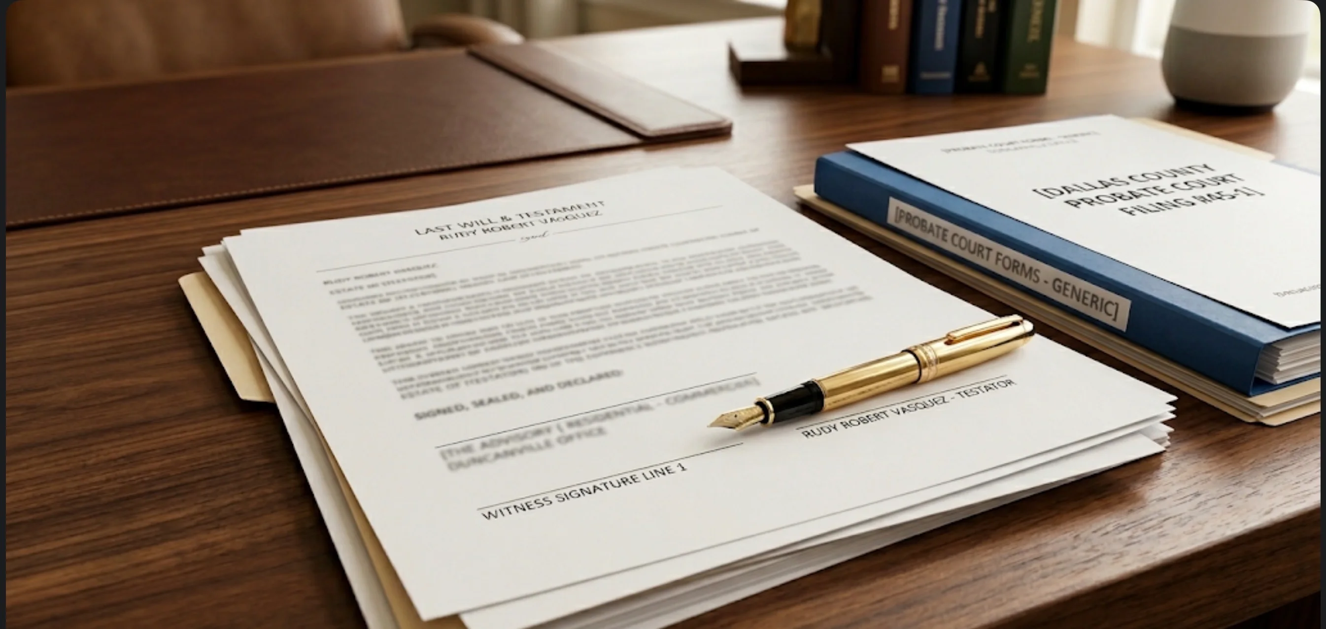Legal documents representing Letters Testamentary and the estate authority process in Dallas County
