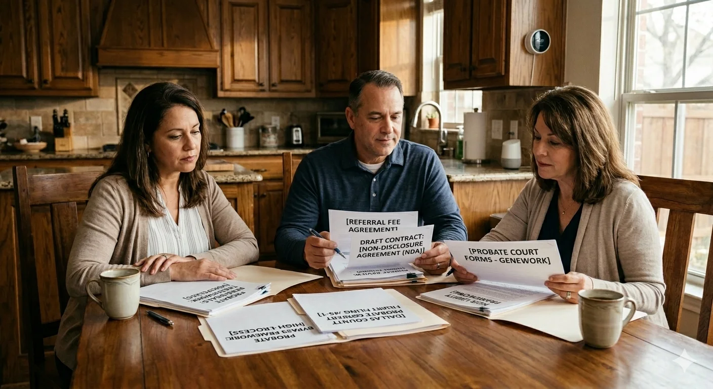 Family members reviewing inherited property paperwork representing heir disputes covered by the UPHPA